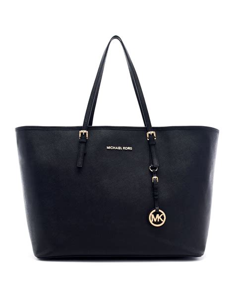 michael michael kors medium jet set dressy travel black tote|Michael Kors designer tote jetset.